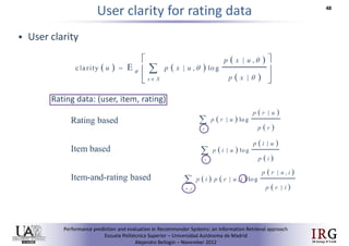 Performance prediction and evaluation in Recommender Systems: an Information Retrieval perspective