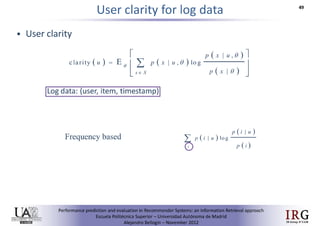 Performance prediction and evaluation in Recommender Systems: an Information Retrieval perspective