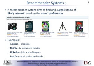 Performance prediction and evaluation in Recommender Systems: an Information Retrieval perspective