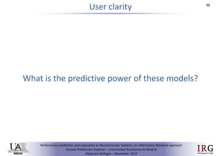 Performance prediction and evaluation in Recommender Systems: an Information Retrieval perspective