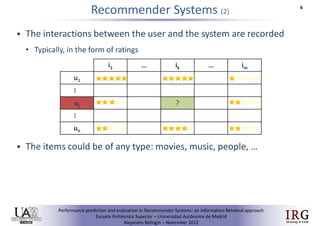 Performance prediction and evaluation in Recommender Systems: an Information Retrieval perspective