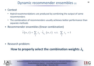 Performance prediction and evaluation in Recommender Systems: an Information Retrieval perspective