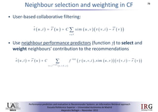Performance prediction and evaluation in Recommender Systems: an Information Retrieval perspective
