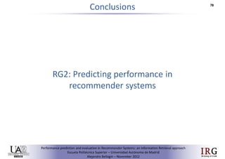 Performance prediction and evaluation in Recommender Systems: an Information Retrieval perspective