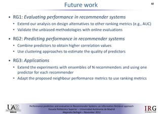Performance prediction and evaluation in Recommender Systems: an Information Retrieval perspective