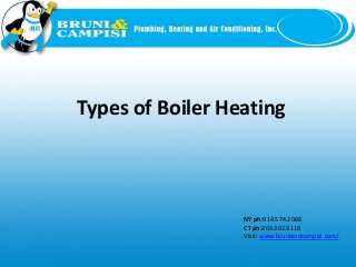 NY ph:914.574.2066
CT ph:203.302.9118
Visit: www.bruniandcampisi.com/
Types of Boiler Heating
 