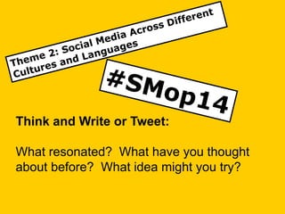 Think and Write or Tweet:
What resonated? What have you thought
about before? What idea might you try?
 