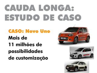 CAUDA LONGA:
ESTUDO DE CASO
CASO: Novo Uno
Mais de
11 milhões de
possibilidades
de customização
 