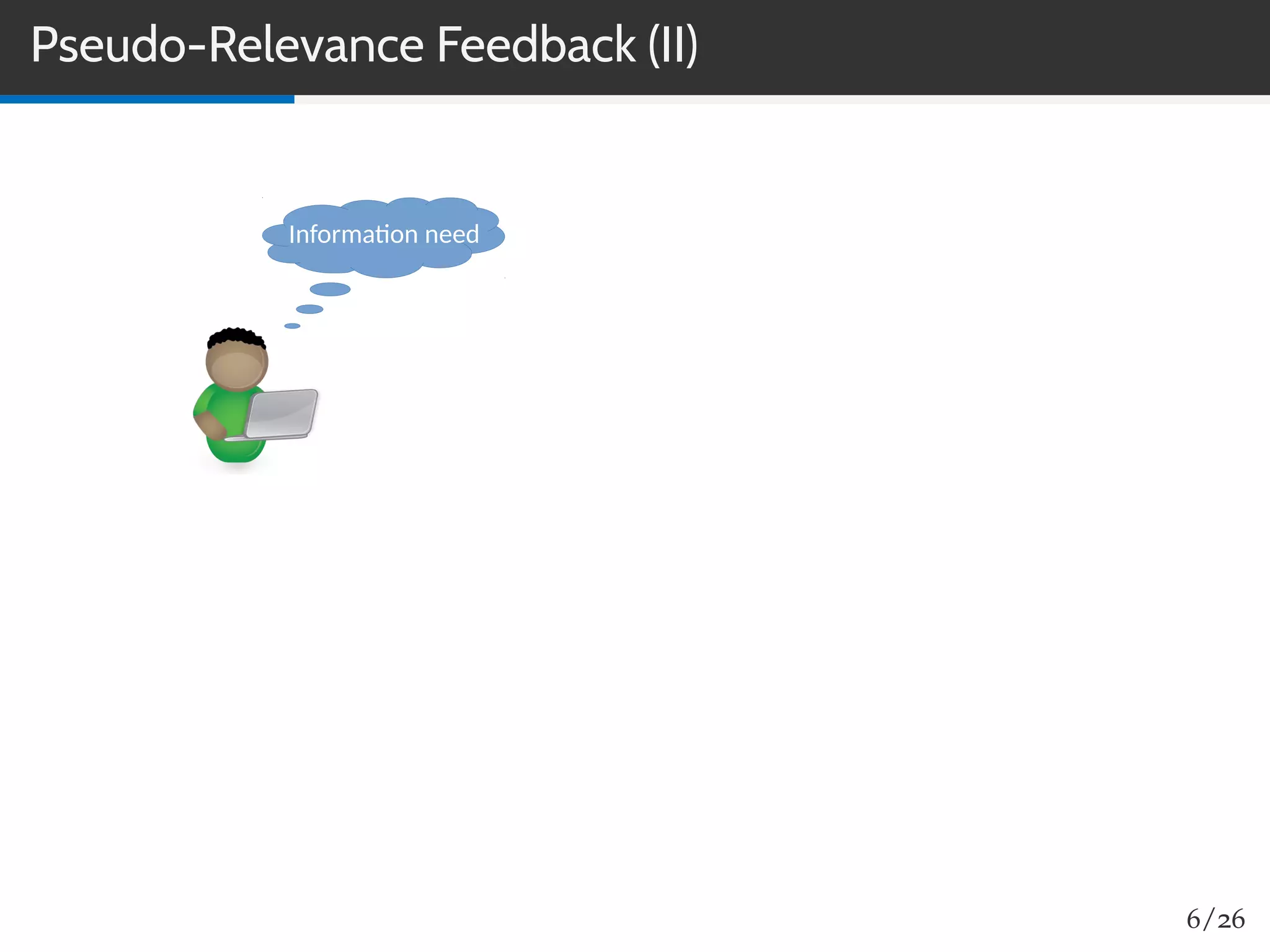 Pseudo-Relevance Feedback (II)
Information need
6/26
 
