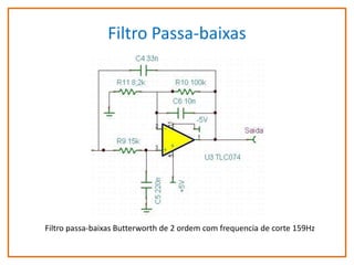 Filtro Passa-baixas

Filtro passa-baixas Butterworth de 2 ordem com frequencia de corte 159Hz

 