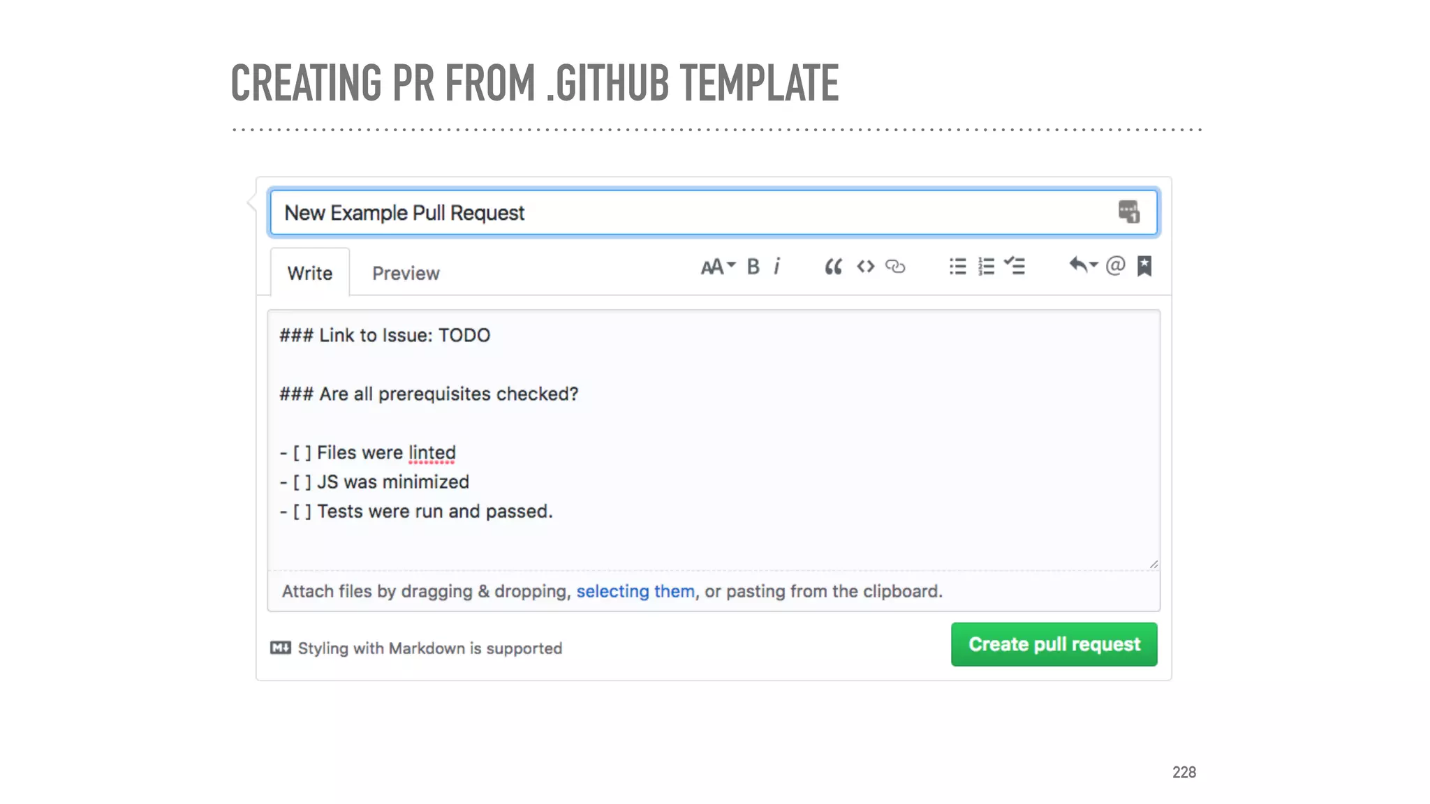 CREATING PR FROM .GITHUB TEMPLATE
228
 