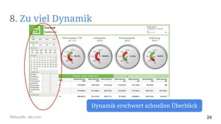 8. Zu viel Dynamik
Dynamik erschwert schnellen Überblick
24Bildquelle: qlik.com
 