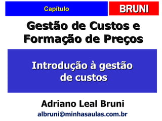 Capítulo Introdução à gestão  de custos Gestão de Custos e Formação de Preços Adriano Leal Bruni [email_address] 