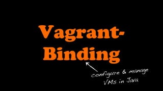 Vagrant-
Binding
           ure &  manage
    config
       VMs    in Java
 