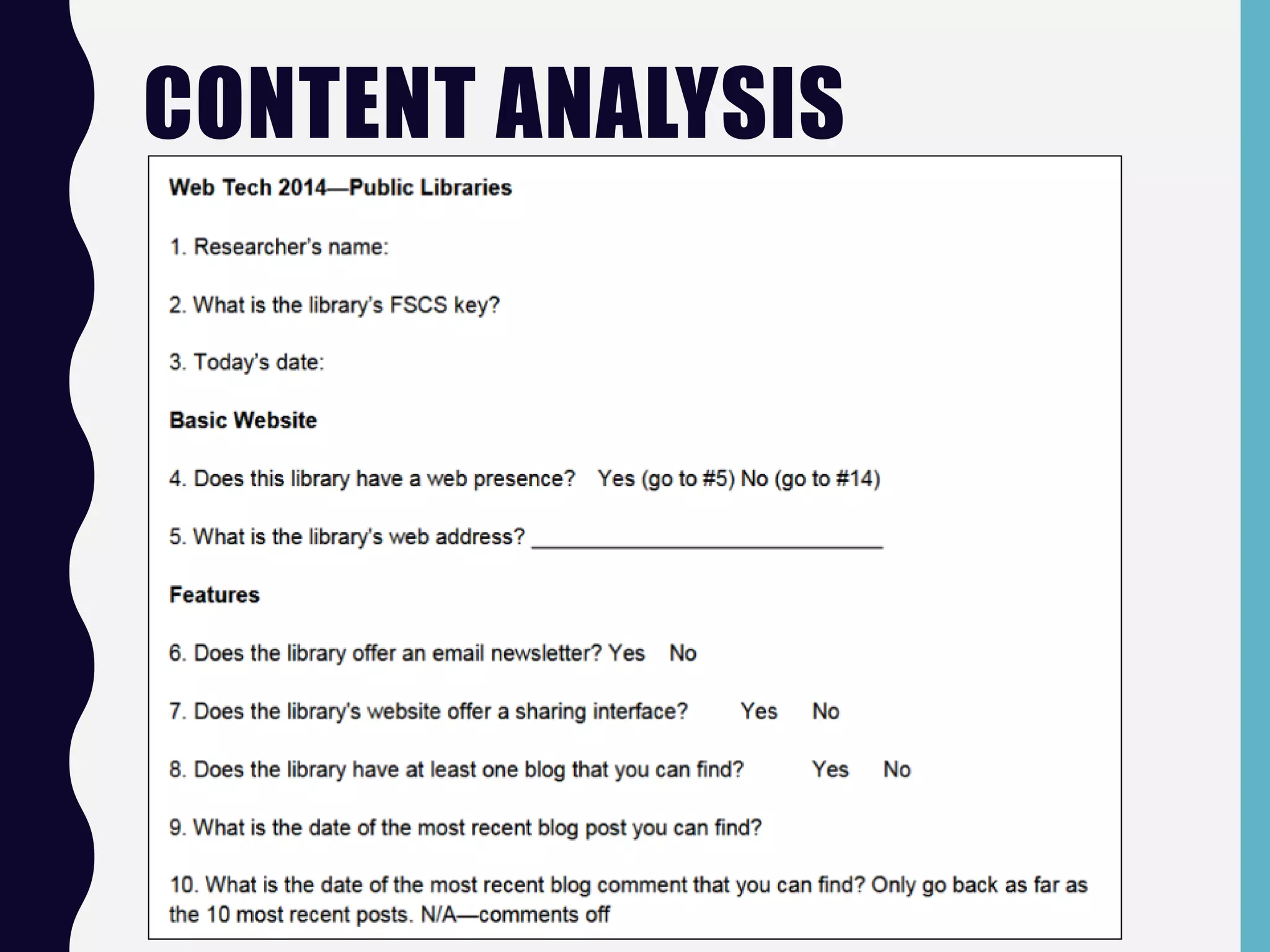CONTENT ANALYSIS
 