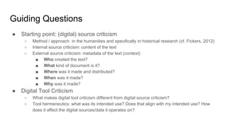 A hands-on approach to digital tool criticism: Tools for (self-)reflection