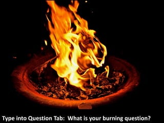 Type into Question Tab: What is your burning question?  