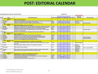 United Ways of California www.unitedwaysCA.org 
30 
POST: EDITORIAL CALENDAR  