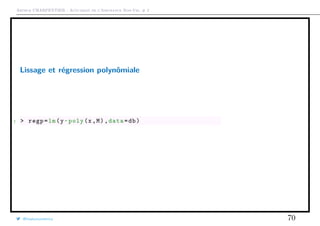 Arthur CHARPENTIER - Actuariat de l’Assurance Non-Vie, # 2
Lissage et régression polynômiale
1 > regp=lm(y~poly(x,M),data=db)
@freakonometrics 70
 