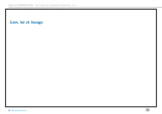 Arthur CHARPENTIER - Actuariat de l’Assurance Non-Vie, # 4
Lien, loi et lissage
@freakonometrics 36
q
q
q
q
q
q
q
qq
q
q
q
q
q
q
qq
qqq
qq
q
q
q
qq
q
q
q
q
q
q
q
q
qq
q
q
q
qq
q
q
qq
q
q
q
q
q
q
q
q
q
q
q
q
q
q
q
q
q
q
q
q
q
q
q
q
q
q
q
q
q
q
q
qq
qq
q
q
q
q
q
q
q
qq
q
qq
q
q
q
q
q
q
qq
poisson−log
q
q
q
q
q
q
q
qq
q
q
q
q
q
q
q
q
qq
q
qq
q
q
q
qq
q
q
q
q
q
q
q
q
qq
q
q
q
q
q
q
q
qq
q
q
q
q
q
q
q
q
q
q
q
q
q
q
q
q
q
q
q
q
q
q
q
q
q
q
q
q
q
q
q
qq
qq
q
q
q
q
q
q
q
q
q
q
qq
q
q
q
q
q
q
q
q
0 2 4 6 8 10
0.51.01.52.02.53.03.5
q
q
q
q
q
q
q
qq
q
q
q
q
q
q
qq
qqq
qq
q
q
q
qq
q
q
q
q
q
q
q
q
qq
q
q
q
qq
q
q
qq
q
q
q
q
q
q
q
q
q
q
q
q
q
q
q
q
q
q
q
q
q
q
q
q
q
q
q
q
q
q
q
qq
qq
q
q
q
q
q
q
q
qq
q
qq
q
q
q
q
q
q
qq
gauss−log
q
q
q
q
q
q
q
qq
q
q
q
q
q
q
q
q
qq
q
qq
q
q
q
qq
q
q
q
q
q
q
q
q
qq
q
q
q
q
q
q
q
qq
q
q
q
q
q
q
q
q
q
q
q
q
q
q
q
q
q
q
q
q
q
q
q
q
q
q
q
q
q
q
q
qq
qq
q
q
q
q
q
q
q
q
q
q
qq
q
q
q
q
q
q
q
q
0 2 4 6 8 10
0.51.01.52.02.53.03.5
q
q
q
q
q
q
q
qq
q
q
q
q
q
q
qq
qqq
qq
q
q
q
qq
q
q
q
q
q
q
q
q
qq
q
q
q
qq
q
q
qq
q
q
q
q
q
q
q
q
q
q
q
q
q
q
q
q
q
q
q
q
q
q
q
q
q
q
q
q
q
q
q
qq
qq
q
q
q
q
q
q
q
qq
q
qq
q
q
q
q
q
q
qq
gamma−log
q
q
q
q
q
q
q
qq
q
q
q
q
q
q
q
q
qq
q
qq
q
q
q
qq
q
q
q
q
q
q
q
q
qq
q
q
q
q
q
q
q
qq
q
q
q
q
q
q
q
q
q
q
q
q
q
q
q
q
q
q
q
q
q
q
q
q
q
q
q
q
q
q
q
qq
qq
q
q
q
q
q
q
q
q
q
q
qq
q
q
q
q
q
q
q
q
0 2 4 6 8 10
0.51.01.52.02.53.03.5
q
q
q
q
q
q
q
qq
q
q
q
q
q
q
qq
qqq
qq
q
q
q
qq
q
q
q
q
q
q
q
q
qq
q
q
q
qq
q
q
qq
q
q
q
q
q
q
q
q
q
q
q
q
q
q
q
q
q
q
q
q
q
q
q
q
q
q
q
q
q
q
q
qq
qq
q
q
q
q
q
q
q
qq
q
qq
q
q
q
q
q
q
qq
poisson−id
q
q
q
q
q
q
q
qq
q
q
q
q
q
q
q
q
qq
q
qq
q
q
q
qq
q
q
q
q
q
q
q
q
qq
q
q
q
q
q
q
q
qq
q
q
q
q
q
q
q
q
q
q
q
q
q
q
q
q
q
q
q
q
q
q
q
q
q
q
q
q
q
q
q
qq
qq
q
q
q
q
q
q
q
q
q
q
qq
q
q
q
q
q
q
q
q
0 2 4 6 8 10
0.51.01.52.02.53.03.5
q
q
q
q
q
q
q
qq
q
q
q
q
q
q
qq
qqq
qq
q
q
q
qq
q
q
q
q
q
q
q
q
qq
q
q
q
qq
q
q
qq
q
q
q
q
q
q
q
q
q
q
q
q
q
q
q
q
q
q
q
q
q
q
q
q
q
q
q
q
q
q
q
qq
qq
q
q
q
q
q
q
q
qq
q
qq
q
q
q
q
q
q
qq
gauss−id
q
q
q
q
q
q
q
qq
q
q
q
q
q
q
q
q
qq
q
qq
q
q
q
qq
q
q
q
q
q
q
q
q
qq
q
q
q
q
q
q
q
qq
q
q
q
q
q
q
q
q
q
q
q
q
q
q
q
q
q
q
q
q
q
q
q
q
q
q
q
q
q
q
q
qq
qq
q
q
q
q
q
q
q
q
q
q
qq
q
q
q
q
q
q
q
q
0 2 4 6 8 10
0.51.01.52.02.53.03.5
q
q
q
q
q
q
q
qq
q
q
q
q
q
q
qq
qqq
qq
q
q
q
qq
q
q
q
q
q
q
q
q
qq
q
q
q
qq
q
q
qq
q
q
q
q
q
q
q
q
q
q
q
q
q
q
q
q
q
q
q
q
q
q
q
q
q
q
q
q
q
q
q
qq
qq
q
q
q
q
q
q
q
qq
q
qq
q
q
q
q
q
q
qq
gamma−id
q
q
q
q
q
q
q
qq
q
q
q
q
q
q
q
q
qq
q
qq
q
q
q
qq
q
q
q
q
q
q
q
q
qq
q
q
q
q
q
q
q
qq
q
q
q
q
q
q
q
q
q
q
q
q
q
q
q
q
q
q
q
q
q
q
q
q
q
q
q
q
q
q
q
qq
qq
q
q
q
q
q
q
q
q
q
q
qq
q
q
q
q
q
q
q
q
0 2 4 6 8 10
0.51.01.52.02.53.03.5
 