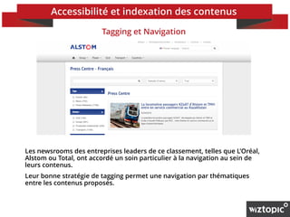 Accessibilité et indexation des contenus
Tagging et Navigation
 