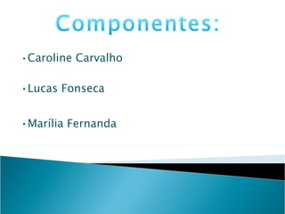 • Caroline Carvalho • Lucas Fonseca • Marília Fernanda 