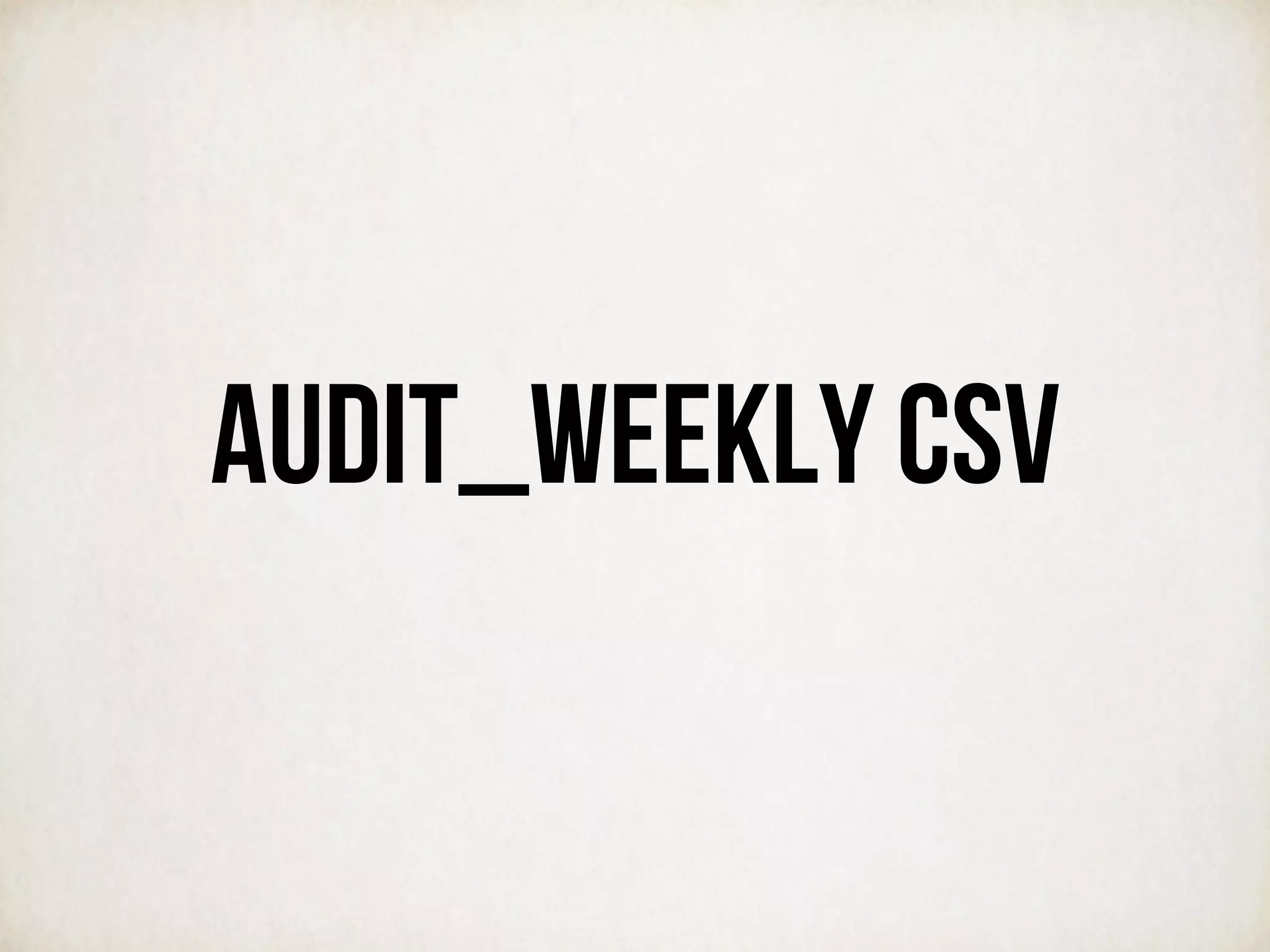 Audit_weekly csv
 