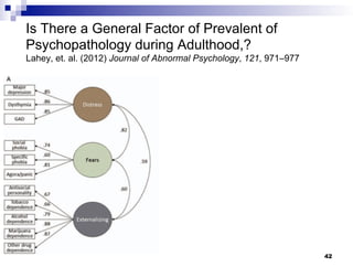 Is There a General Factor of Prevalent of
Psychopathology during Adulthood,?
Lahey, et. al. (2012) Journal of Abnormal Psychology, 121, 971–977
42
 
