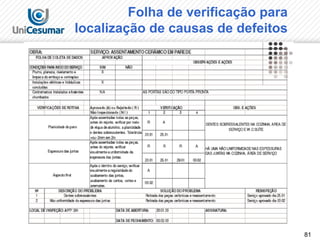 81
Folha de verificação para
localização de causas de defeitos
 