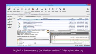 Opção 2 – SourcetreeApp (for Windo ws and MAC OS) - by bitbucket.org 
 
