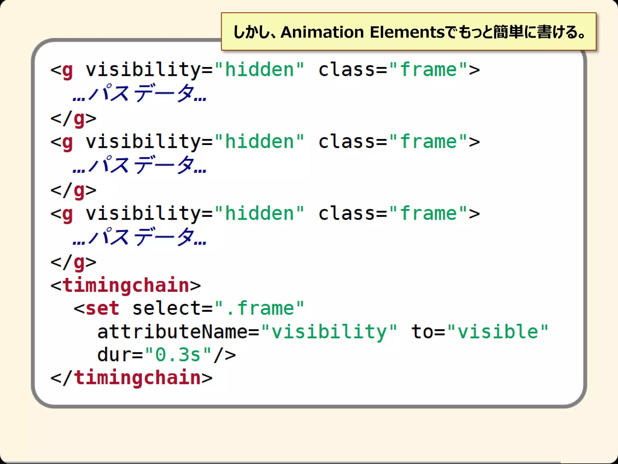 しかし、Animation Elementsでもっと簡単に書ける。

 