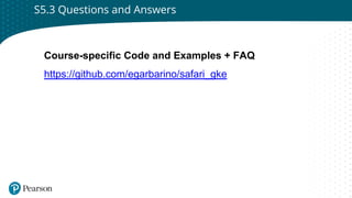 Click to edit Master title style
S5.3 Questions and Answers
Course-specific Code and Examples + FAQ
https://github.com/egarbarino/safari_gke
 