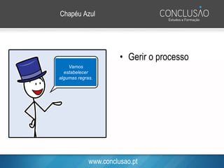 www.conclusao.pt
Chapéu Azul
• Gerir o processo
Vamos
estabelecer
algumas regras.
 