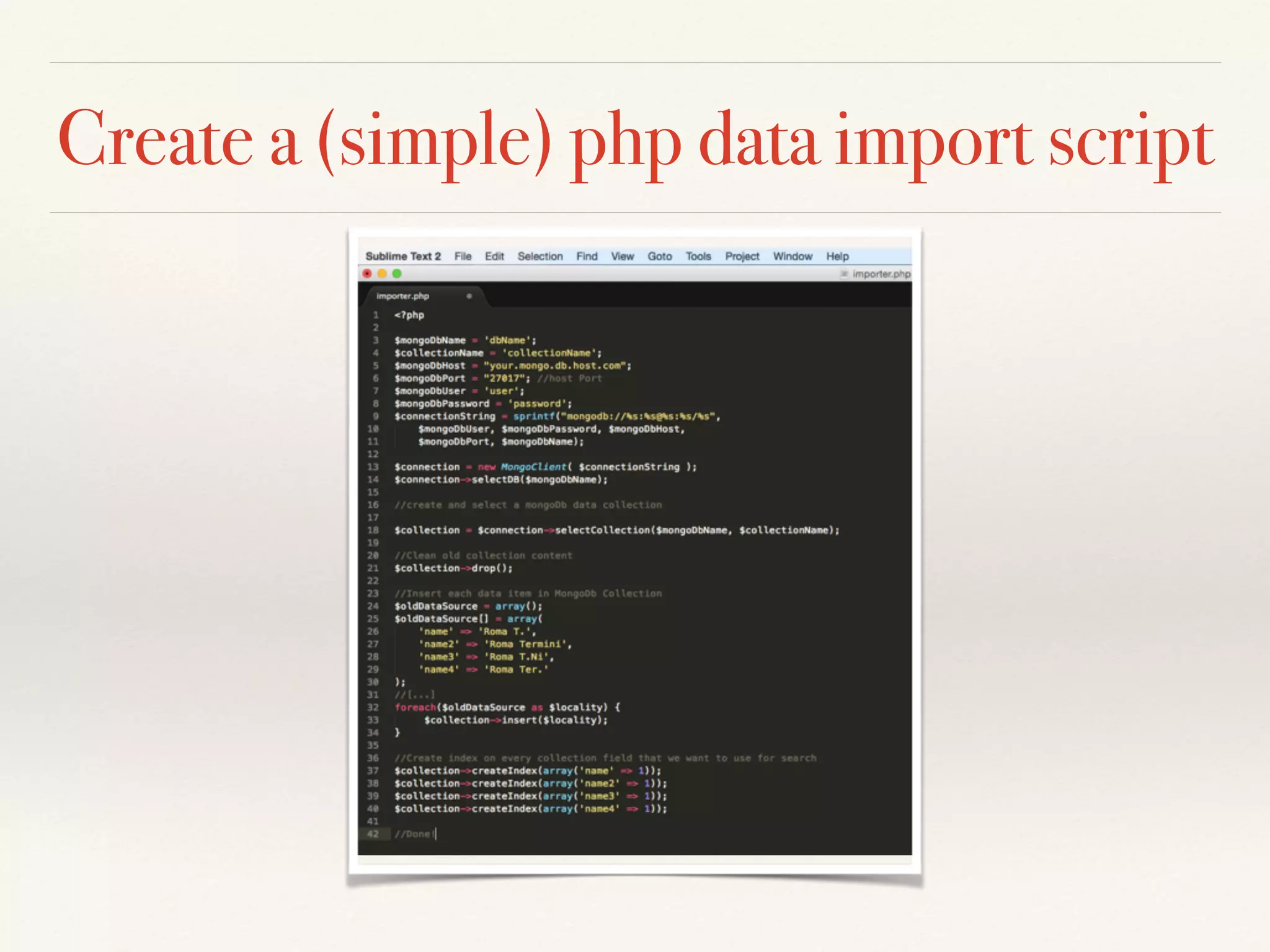 Create a (simple) php data import script
 