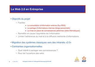 Le Web 2.0 en Entreprise


    • Objectifs du projet
               • Faciliter
                             • La consulta...