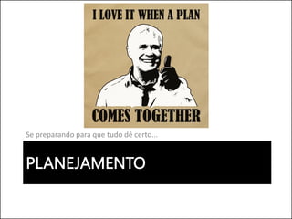 PLANEJAMENTO
Se preparando para que tudo dê certo...
 