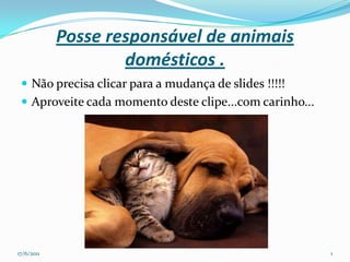 Posse responsável de animais           domésticos . Não precisa clicar para a mudança de slides !!!!! Aproveite cada momento deste clipe...com carinho... 17/06/2011 1 