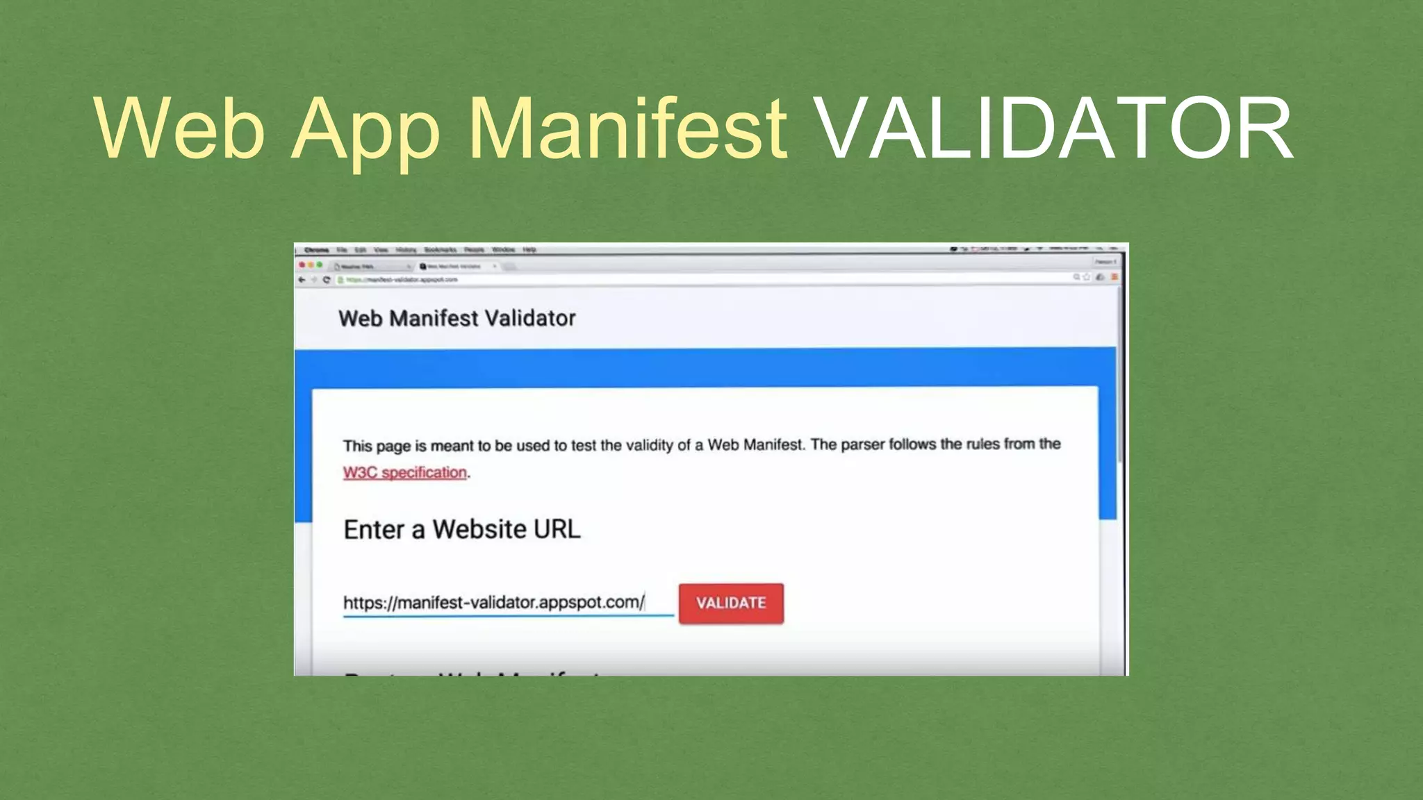 Web App Manifest VALIDATOR
 