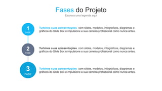 1
FASE
2
FASE
3
FASE
Turbines suas apresentações com slides, modelos, infográficos, diagramas e
gráficos do Slide Box e impulsione a sua carreira profissional como nunca antes.
Turbines suas apresentações com slides, modelos, infográficos, diagramas e
gráficos do Slide Box e impulsione a sua carreira profissional como nunca antes.
Turbines suas apresentações com slides, modelos, infográficos, diagramas e
gráficos do Slide Box e impulsione a sua carreira profissional como nunca antes.
Escreva uma legenda aqui
Fases do Projeto
 