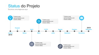 Turbine suas
apresentações com
nossos slides.
Turbine suas
apresentações com
nossos slides.
Turbine suas
apresentações com
nossos slides.
Turbine suas
apresentações com
nossos slides.
Turbine suas
apresentações com
nossos slides.
Janeiro
2019
Fevereir
o
Março
Abril
Maio
Junho
Julho
Agosto
Setembro
Outubro
Novembro
2019
Dezembro
Escreva uma legenda aqui
Status do Projeto
 