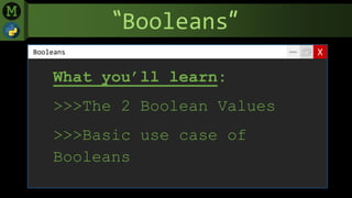 Slides python booleans (menard maranan) | PPT