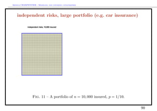 Arthur CHARPENTIER - Modeling and covering catastrophes




    independent risks, large portfolio (e.g. car insurance)

             independent risks, 10,000 insured

                                                 q                          q




       q                                                  q




                  Fig. 11 – A portfolio of n = 10, 000 insured, p = 1/10.

                                                                                90
 