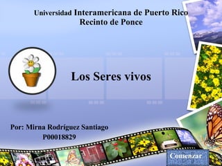 Universidad  Interamericana de Puerto Rico Recinto de Ponce Los Seres vivos Por: Mirna Rodríguez Santiago P00018829 Comenzar 