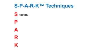 S-P-A-R-K™ Techniques
S
P
A
R
K
tories
 