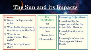 Sun Roles Understanding the Sun and Its Impact on Our Solar System and Life | PPTX