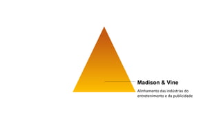 Madison & Vine
Alinhamento das indústrias do
entretenimento e da publicidade
 