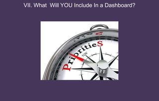 VII. What Will YOU Include In a Dashboard?
 