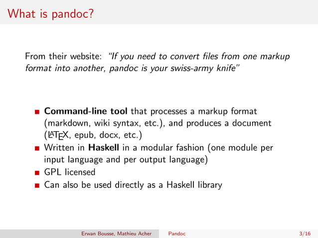 Pandoc: a universal document converter | PPT