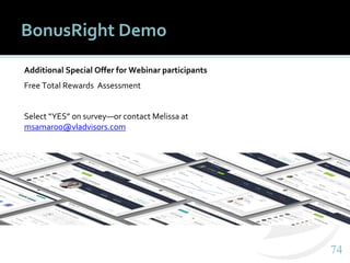 7474
BonusRight Demo
Additional Special Offer for Webinar participants
Free Total Rewards Assessment
Select “YES” on surve...