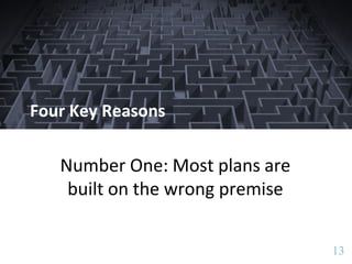 1313
Four Key Reasons
Number One: Most plans are
built on the wrong premise
 